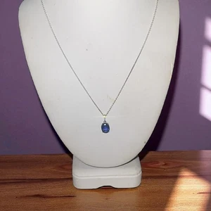 Pandora Sparkling Statement Halo Pendant Sterling Necklace -Blue Crystal - Picture 1 of 7