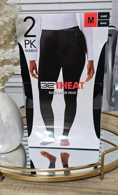 Paquete de 2 pantalones 32 Degrees para mujer con capa base térmica negros talla M elásticos cómodos  Foto 1 de 2