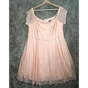Torrid Lace Off The Shoulder Mini Dress Short Sleeve Blush Pink Women's 16 - Picture 1 of 10