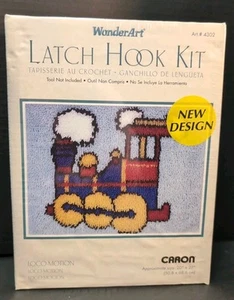 Caron Wonder Art Latch Hook Kit Loco Motion Train Engine 20" x 27" NEW Unopened  - Picture 1 of 6