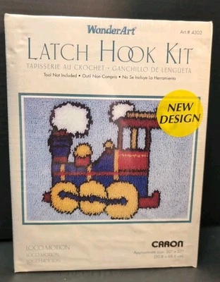Caron Wonder Art Latch Hook Kit Loco Motion Train Engine 20" x 27" NEW Unopened  - Image 1 of 4