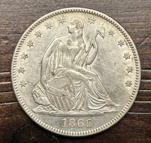 1869 P Sitzende Freiheit Half Dollar vz - Bild 1 von 2