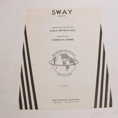 Sway Latin Piano Voice Sheet Music Ruiz/Gimbel 1953 Editorial Mexicana Eng Sp - Image 1 of 4