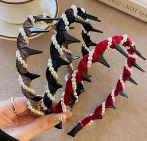 3Pcs Retro High Skull Pearl Headband,Basicallyt/Samewith Reversible Headband - Picture 1 of 13