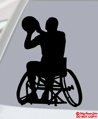 WHEELCHAIR BASKETBALL PLAYER VINYL DECAL STICKER WINDOW BUMPER HANDICAP SPORTS - Image 1 of 4