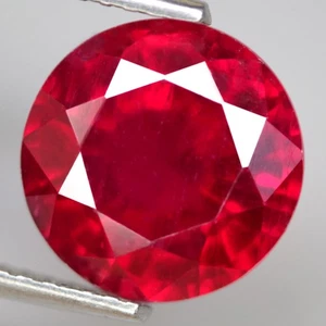 4.19Ct. Natural Gemstone Ruby Top Red Round Madagascar Beautiful Sparkles Color! - Picture 1 of 7