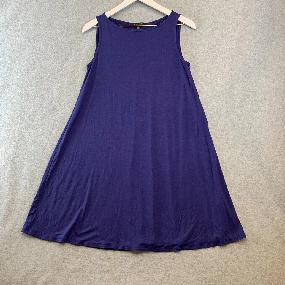 Eileen Fisher Dress Womens Small Blue A Line Swing Tank Lightweight Jersey - Image 1 of 4
