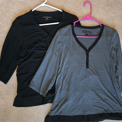 2 Donna Karan Sleepwears Women's Sz S Gray/Black Trim Lounge Pajama Top - Image 1 of 4