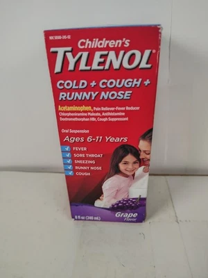 Suspensão oral infantil sabor uva Tylenol frio + tosse + nariz escorrendo 10/26 - Imagem 1 de 4
