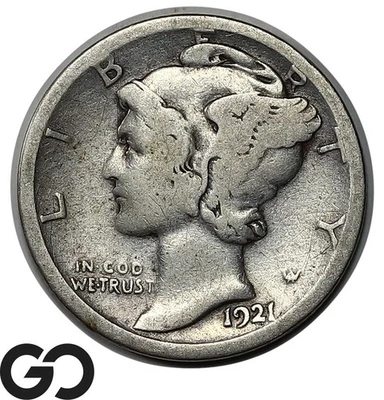 1921-D Mercury Dime, Better Date Denver Issue - Image 1 of 3