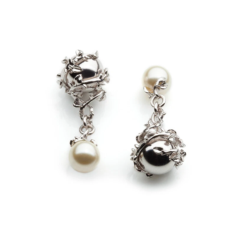 Gorgeous Leaf Floral Design With South Sea Pearls In 10K White Gold Men Cufflink Foto 1 de 1