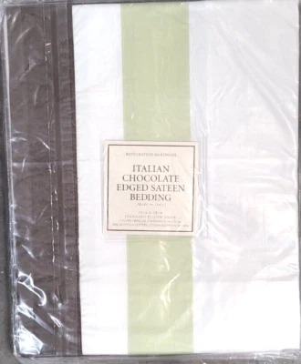 Restoration Hardware "Chocolate Edged" Celery Green Standard Pillow Sham - Image 1 of 4