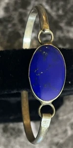 Vintage Silver Tone Alpaca Lapis Bracelet Jewelry XP-58 - Picture 1 of 10