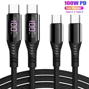 USB-C to USB-C Cable Fast Charger Type C Charging Data Sync Cord LED Display - Picture 1 of 15