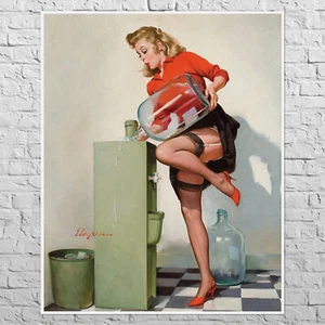 Poster A Refreshing Lift, 1948 | 19x24" size A2 | Retro Pin up, Gil Elvgren - Picture 1 of 4