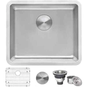 Modena 20 in. Undermount SIngle Bowl 16-Gauge Stainless Steel Bar Prep Kitchen S - Picture 1 of 7