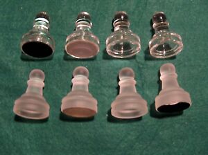 Clear Frosted Glass Chess Pieces 8 Pawns 1.5"  (4clear 4frosted pawn 3" King Set