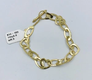Beautiful brand New 14k Gold 6.6 gram Bracelet HEART Shape Link - Picture 1 of 4