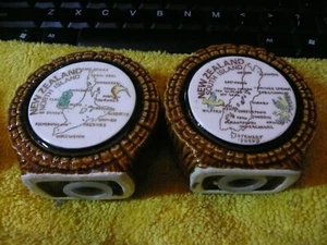 VINTAGE Tree stumps New Zealand SALT AND PEPPER SHAKERS with Map - Picture 1 of 6