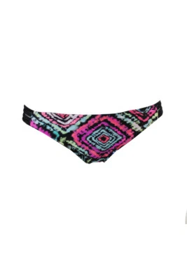 California Waves Black Multi Geo-Print Strappy Hipster Bikini Bottom M - Image 1 of 3