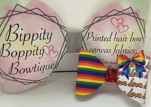3D REGENBOGEN STOLZ LIEBE 4" GEDRUCKT CANVAS STOFF SCHLEIFEN ZUM HERSTELLEN EIGENER HAARSCHLEIFEN - Bild 1 von 4
