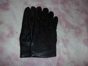 vtg Black Leather Gloves Fur Lined S M - Picture 1 of 5