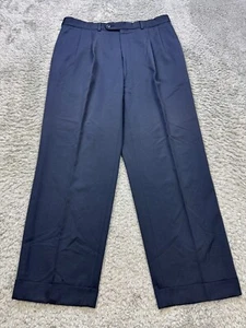 Jack Victor Pants Mens 35x29 Prossimo Super 100s Wool Pleated Cuffed Trousers - Picture 1 of 11