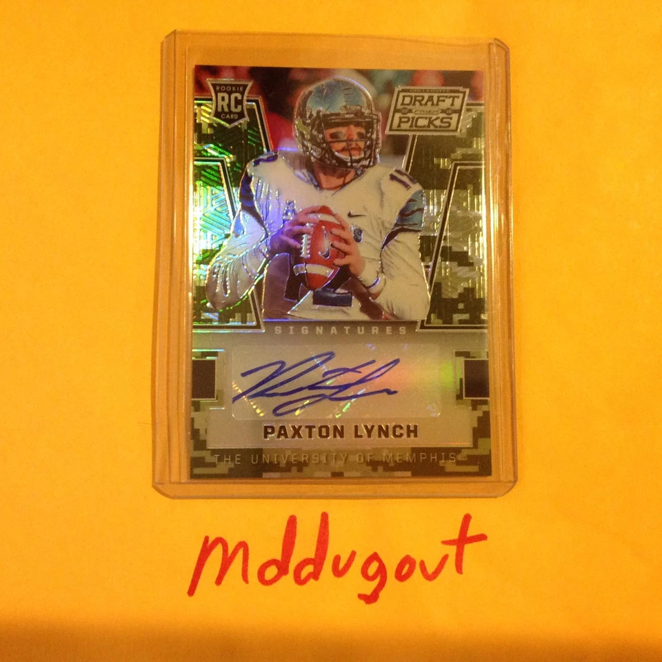 PAXTON LYNCH #149 Broncos RC Memphis QB Auto Camo 43/199 Made 2016 Panini Prizm - Image 1 of 1
