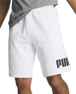 Authentic Puma Big Fleece Logo 10 Shorts ~White~ NEW - Image 1 of 3