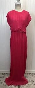 Lotus by Lotus Threads All Over Pleated Grecian Hot Pink Gown Sz 10 - Picture 1 of 9