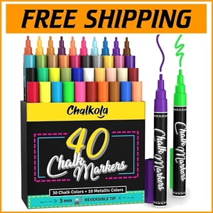 Pack of 40 Wet Wipe Erasable Chalk Pens - Perfect for Glass, Blackboard & More - Picture 1 of 11