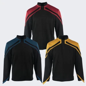 For Admiral JL Picard Red Uniform Shirts Startfleet Mens Gold Blue Tops Costumes - Picture 1 of 11