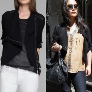Helmut Lang Sheep Leather Silk Vapor Jacket Black Blazer Asymmetric Size XS Coat - Picture 1 of 15