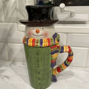 ONEIDA Beverage Buddies/Snowmates Winter Snowman Latte Coffee Mug w/ Cover - Picture 1 of 10