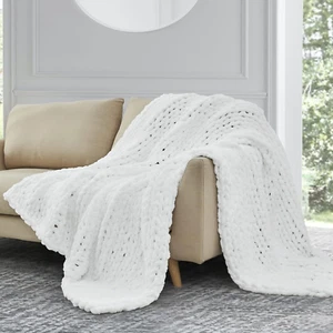 Chunky Knit Throw Blanket, Luxury Soft Cozy Chenille Throw Blanket, Large Throw - Picture 1 of 7