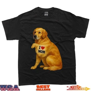 Patriotic I Love Mom Golden Retriever Funny Mama Dog Owner T-Shirt - Picture 1 of 7