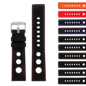 StrapsCo Silicone Rubber GT Rally Racing Watch Band  - Quick Release Strap - Picture 1 of 34