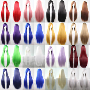 31.5 inch 80cm Straight Sleek Heat Resistant Straight Wigs Multiple Color Wig