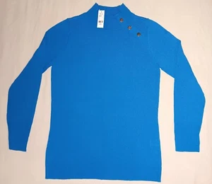 NWT WOMENS NEW YORK & COMPANY BLUE LONG SLEEVE ACRYLIC SWEATER SHIRT SMALL - Picture 1 of 13