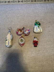 Set Of 3Beautiful Vintage Commodore Mercury Glass Indent Ornaments W Glitter - Picture 1 of 6