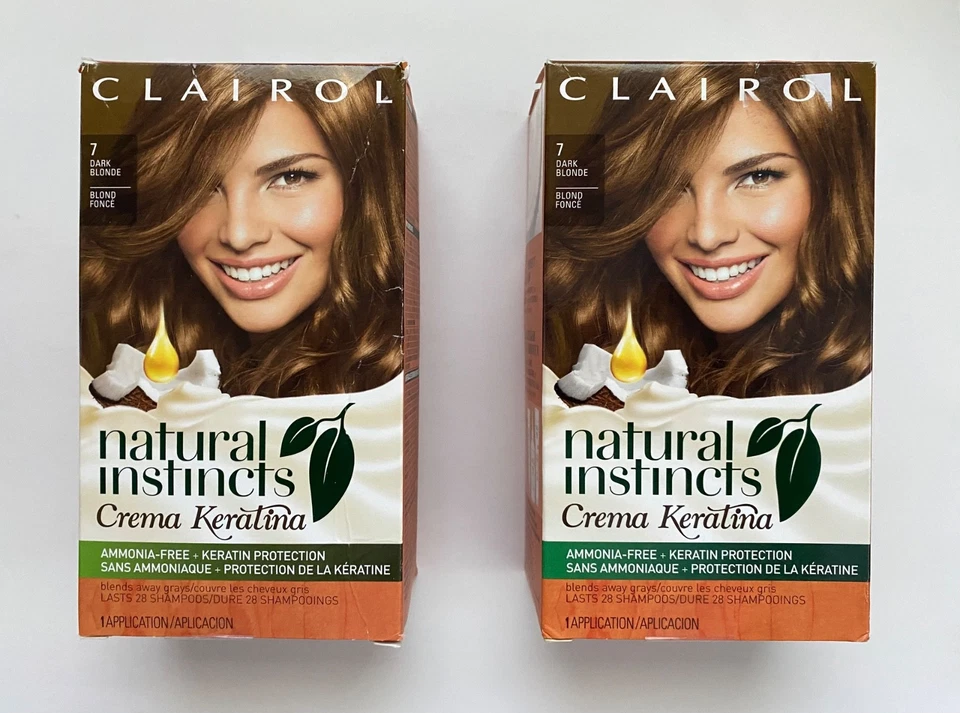 Clairol Natural Instincts Crema KERATINA Hair Color Kit Dark Blonde 7 Maple Creme