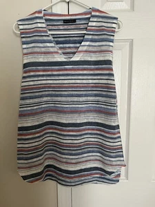Nally & Millie Sleeveless V Neck Striped Tank - Picture 1 of 5