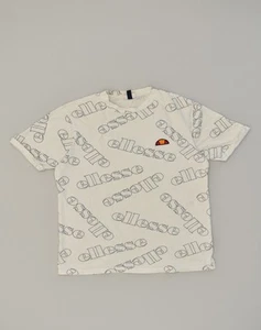 ELLESSE Womens Oversized Graphic T-Shirt Top UK 8 Small White Cotton RD03 - Picture 1 of 4