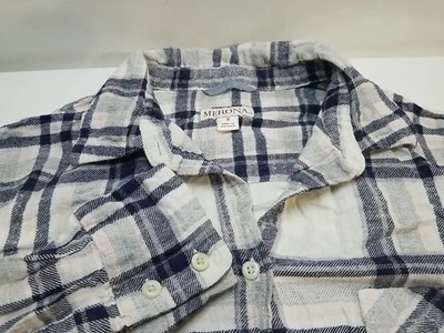 Camisa a cuadros Merona de manga larga con botones pequeña para mujer Foto 1 de 4