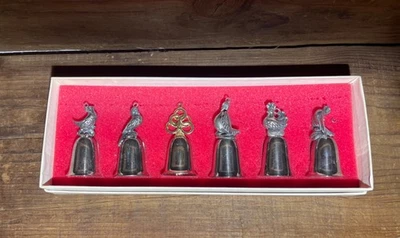 Reed & Barton SILVER Plated BELLS 12 Days Of Christmas Tree VINTAGE Ornaments x6 - Image 1 of 4