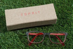 ESPRIT ET 17457 EYEGLASSES 50-15-135 BLACK / RED 587 FRAME ONLY WITH CASE ~ VGC - Picture 1 of 8