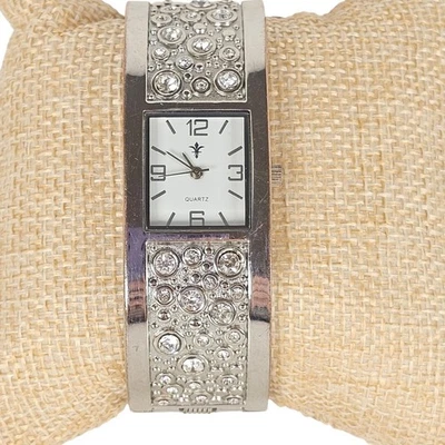 Reloj Brazalete Mujer Plateado Cuadrado Esfera Estrás Formal Glamour Elegante, Probado Foto 1 de 4