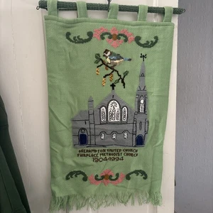 Vintage Hand Embroidered Church Banner Okenhampton United Fairplace Church 1994 - Picture 1 of 13