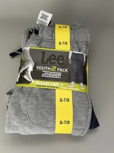 LEE Boy's 2-PAck Rugged Knee Joggers S 7/8 Gray/Navy - Picture 1 of 3