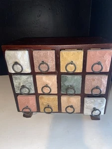 Vintage Apothecary Cabinet with Stone Drawer Fronts RARE. sturdy - Picture 1 of 14